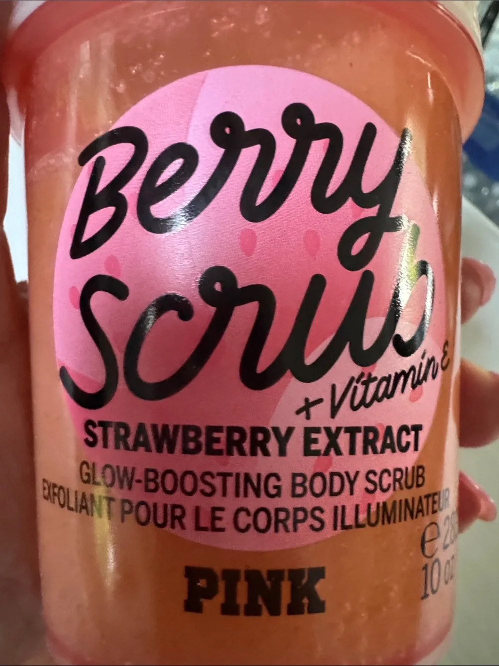 PINK Victoria's Secret Berry Scrub Strawberry Extract Body Scrub - Pink